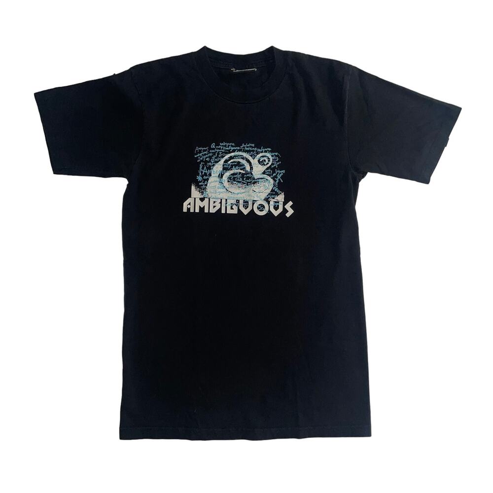 Vintage Y2K Ambiguous Skate Repeated Logo Spellout Double Sided T-shirt